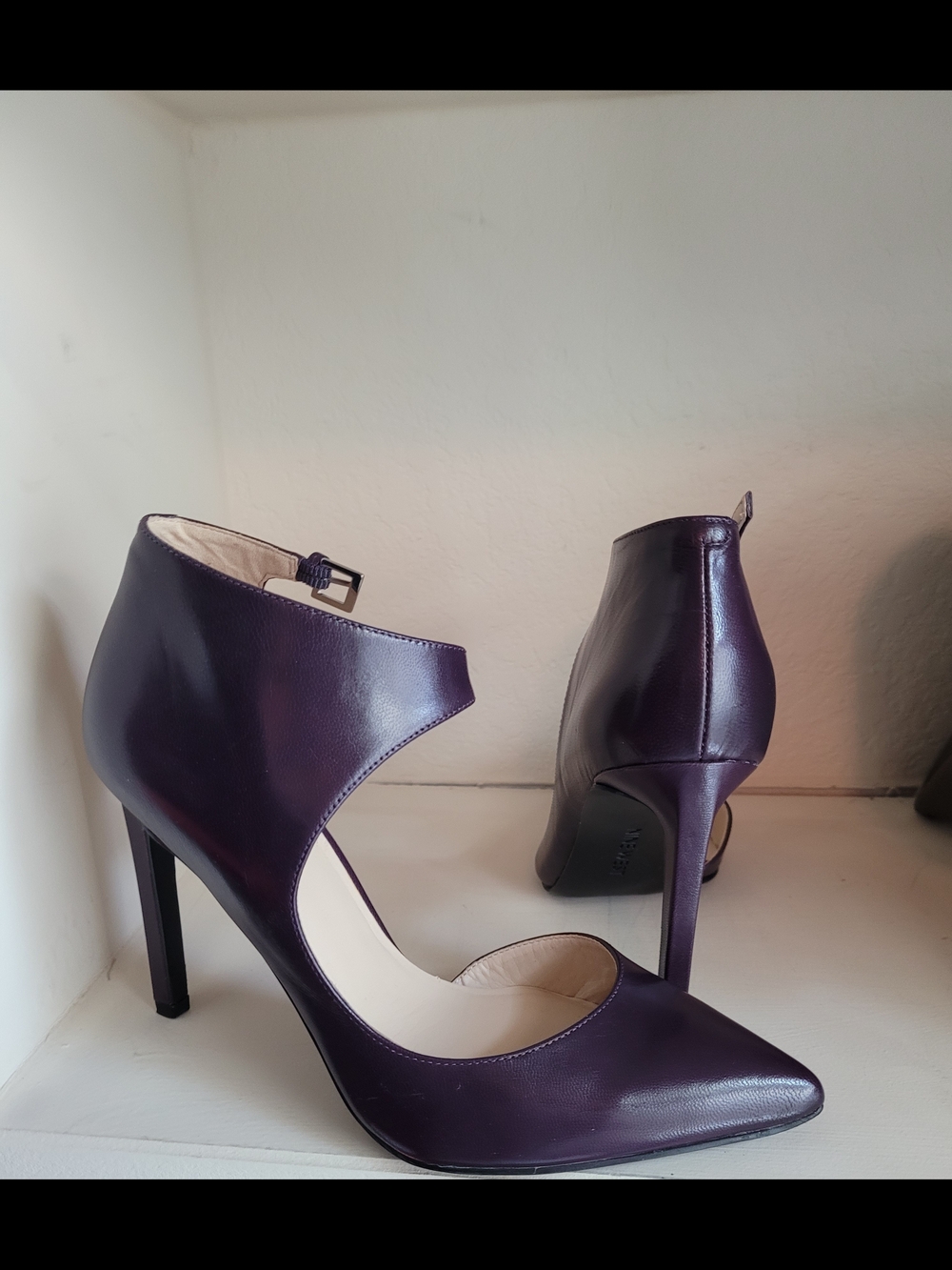 Nine West Women's Pointed Cutout Ankle Strap Heels in Deep Plum